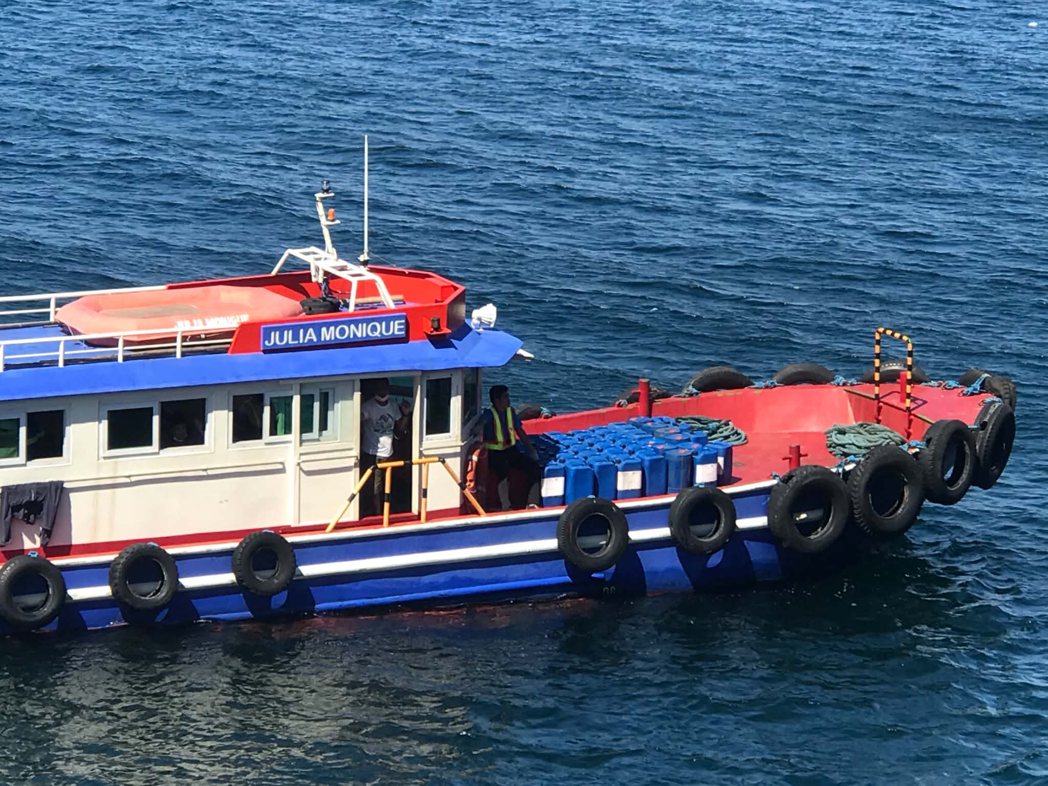 Delivery boat Julia Monique loaded with product for a vessel