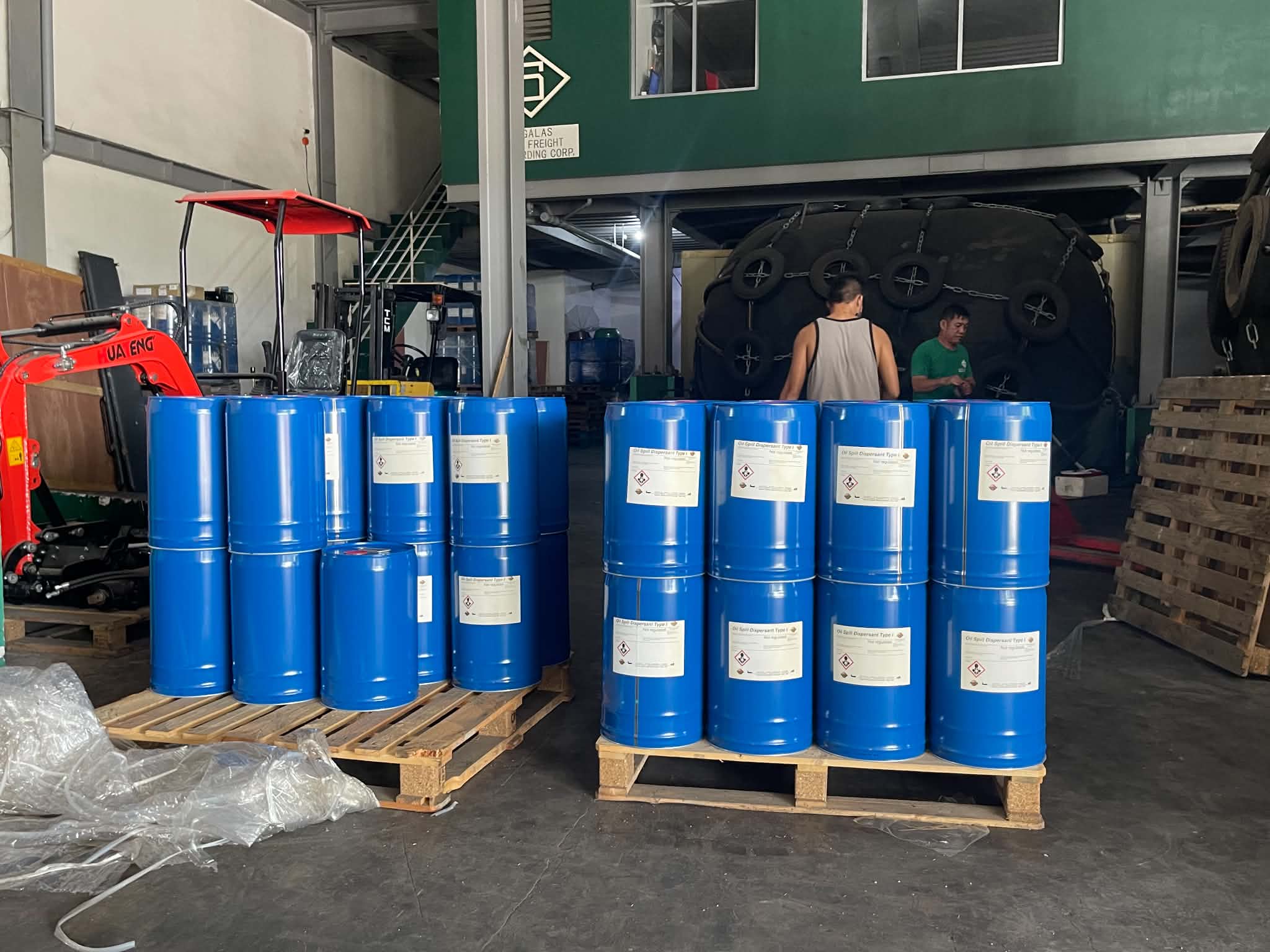 Warehouse stock of Oil Spill Dispersant drums